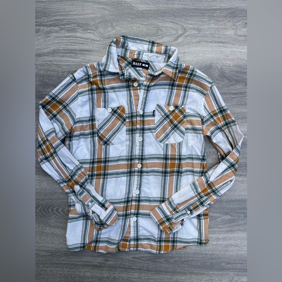 Reef Vaughn Long Sleeve Flannel Shirt, marshmallow multi - Picture 1 of 8